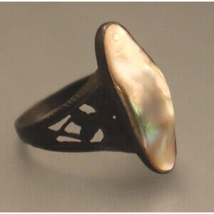 Vintage Blister Pearl Sterling Ring Size 3.5